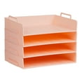 thumbnail image 6 of Mind Reader Stackable Paper Tray, Desktop Organizer, File Storage, Office, Plastic, 13.75"L x 10"W x 10.75"H, 4 Pcs., Pink, 6 of 7