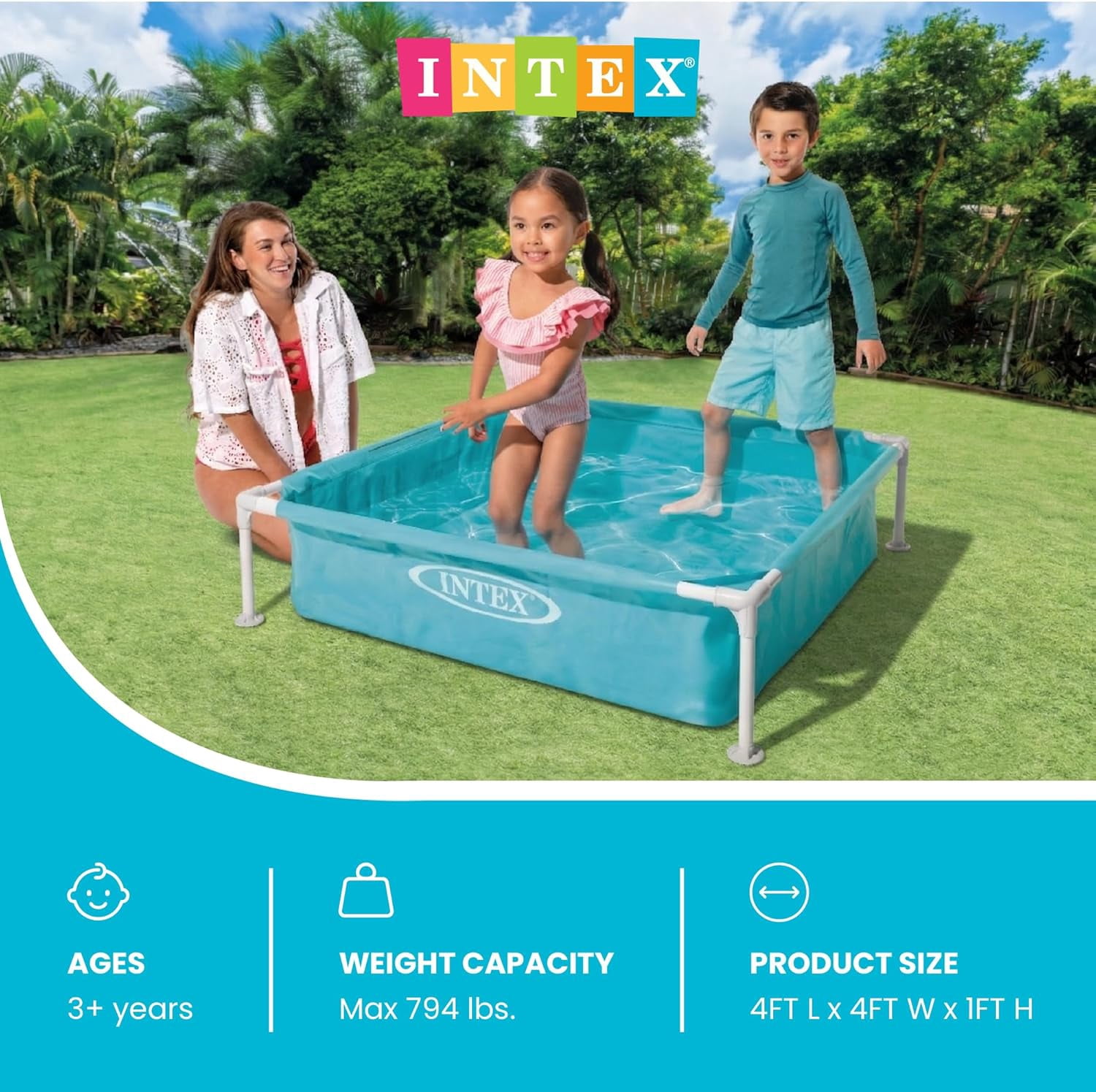 Intex Mini Frame Pool, Blue - 48 x 48 x 12 inches (L x W x H)
