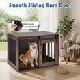 thumbnail image 4 of ELLEGNT Sliding Barn Door Dog Crate – Heavy Duty Metal Frame Wooden Kennel, 31.5" Decorative End Table for Small & Medium Dogs, Rustic Brown, 4 of 9