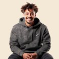 thumbnail image 4 of Dalix Panda Embroidered Fleece Hoodie Mineral Wash Long Sleeve Sweatshirt Mens in Gray 2XL XX-Large, 4 of 5