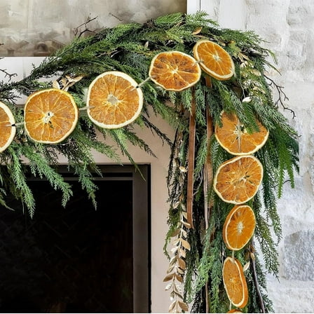 Dried Orange Slice Garland, 118 Inch Natural Rattan Christmas Tree Decorations, Eco Friendly Fireplace Mantle Hanging Decor for Home Holiday