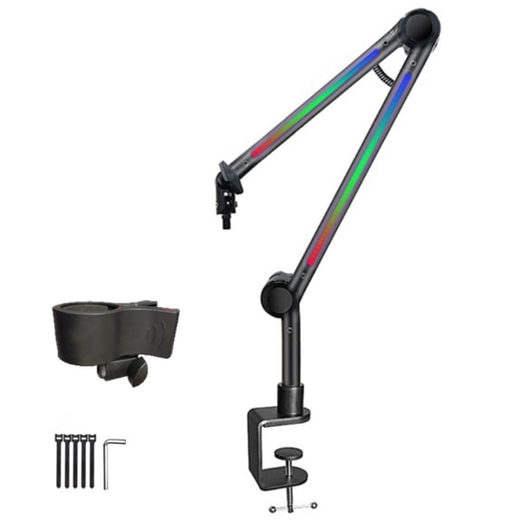 Adjustable LED Mic Boom Arm Suspension Boom Scissor For Professional Recording