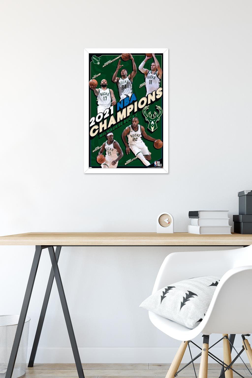 NBA Milwaukee Bucks - 2021 NBA Finals Champions Wall Poster, 14.725" x 22.375", Framed