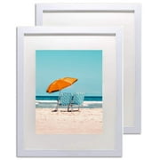 A PLUS MAX White 11x14 inch Picture Frames Made of Solid Wood and HD Glass Display  8x10 with Mat.