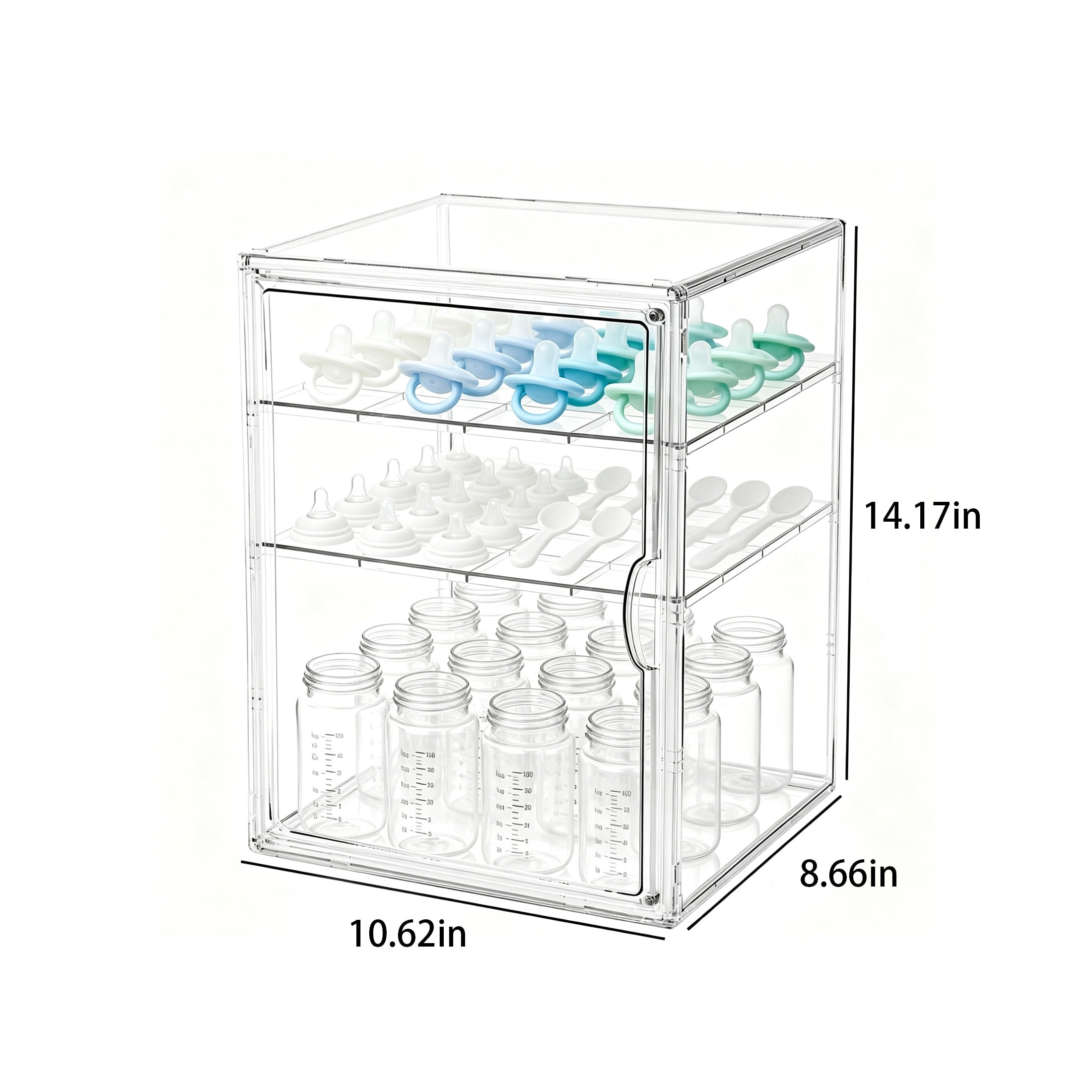 ACDANC Baby Bottle Storage Organizer for Countertop,X-Large Clear Bottle Organizer,Baby Bottle Storage Organizer for Bottles,Nipples,Pump Parts & Food Jars,Nursery Cabinet,Kitchen Pantry