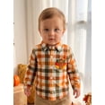 thumbnail image 6 of Cenuakty Toddler Boy Thanksgiving Shirt Adorable Long Sleeve Button Down Plaid Tops, 6 of 8