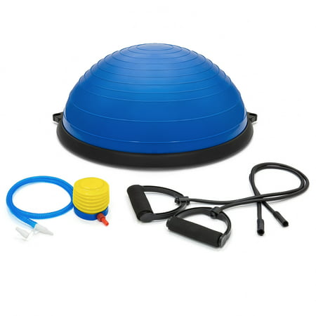 Yoga Balance Trainer Set, Exercise Ball with 2 Resistance Bands & Pump, (Best Exercise To Reduce Breast Size At Home)