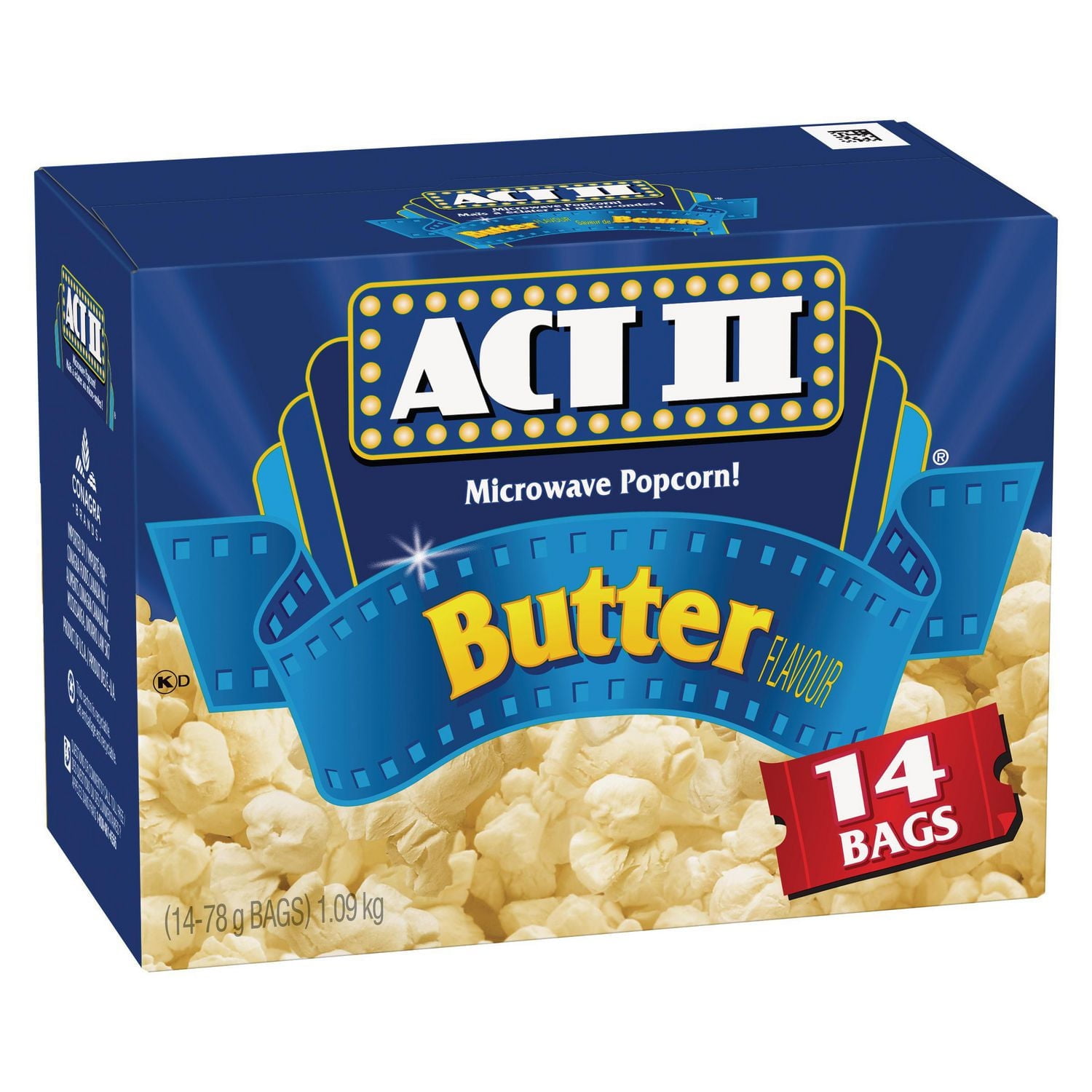 Act II 14s Gourmet Microwave Popcorn - Butter Flavour, 1.09 kg