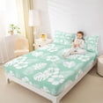 thumbnail image 3 of Erosebridal Tropical Blossoms Full Size Sheets for Girls, Green White Bed Sheets, 4 Pieces, 1 Flat Sheet 1 Fitted Sheet and 2 Pillowcases, 3 of 5