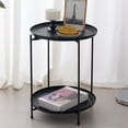 thumbnail image 5 of Yyuenw Double-layer Round Small Coffee Table,2-Tier Side Table Nightstand,Plastic Small Corner Table Modern Concise Living Room Bedroom Small Round Table, 5 of 5