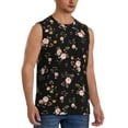 thumbnail image 2 of Xecao Flowers Print Men's Tank Top: Sleek Sleeveless Tee for Casual Sports and Beach Occasions-Large, 2 of 7