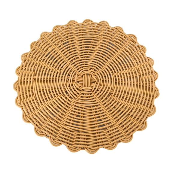 Fareti Woven Placemats, 10.24" Plastic Round Rattan Placemats, Farmhouse Weave Place Mats, Rustic Braided Wicker Table Mats for Dining Table, Home, Wedding
