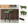 thumbnail image 4 of 2-Pack 26.2" Counter Height Bar Stools - PU Leather Upholstered with Wood Frame, Low Back & Footrest for Kitchen Islands & Counter Bars, Green, 4 of 6