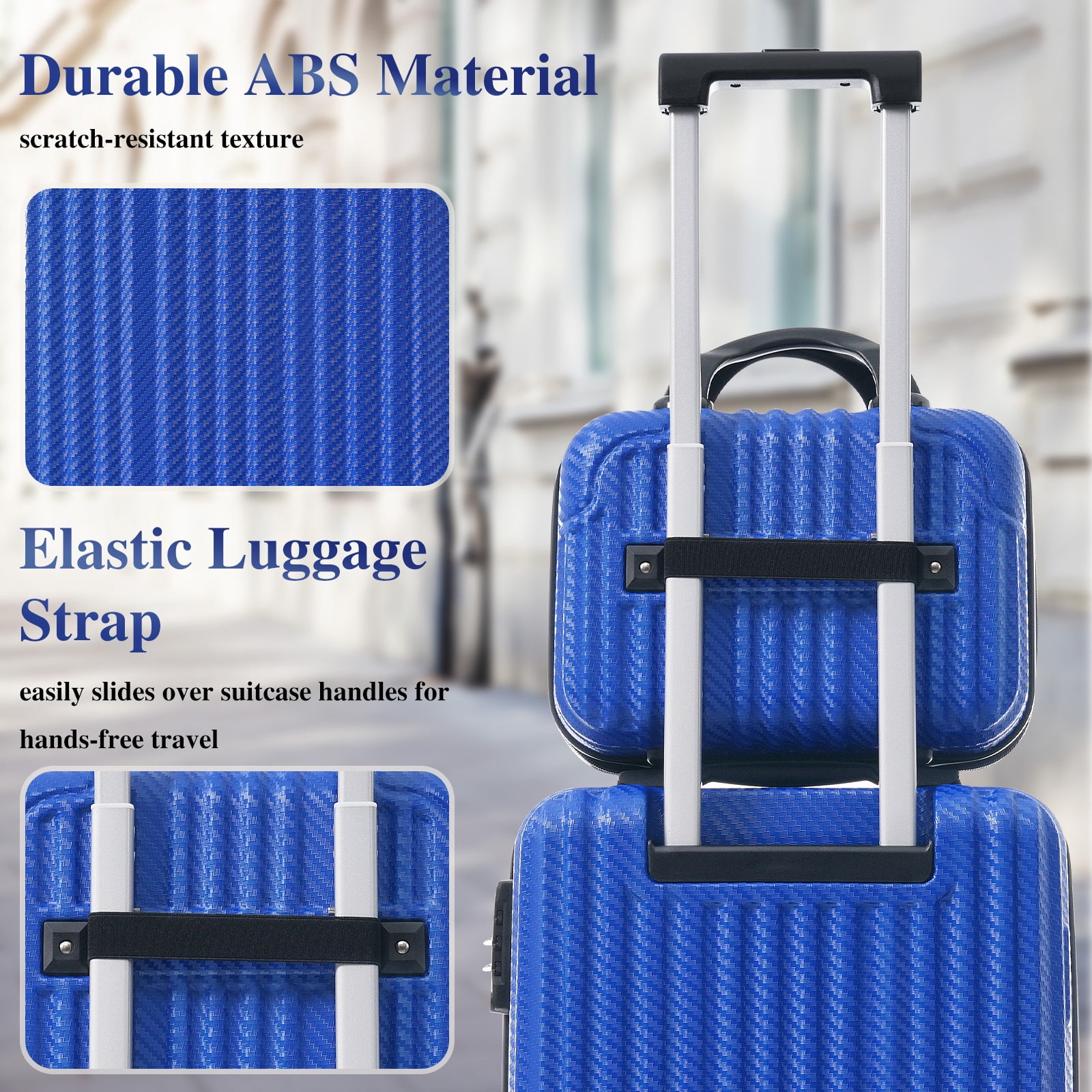 Euroco 6-Piece Luggage Sets, ABS Hardshell Suitcase Set with Spinner Wheels and TSA Lock,Lightweight Carry-On & Checked Luggage for Family Travel,Royal Blue