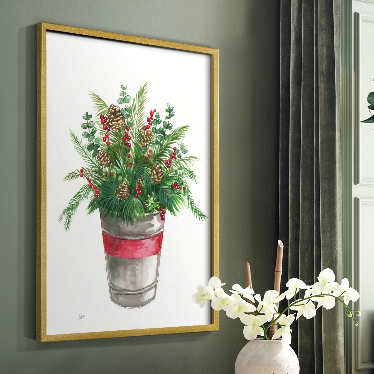 Winter Greens Framed Print - Solid Wood in Single Picture Frame Solid Wood 2 Framed Print