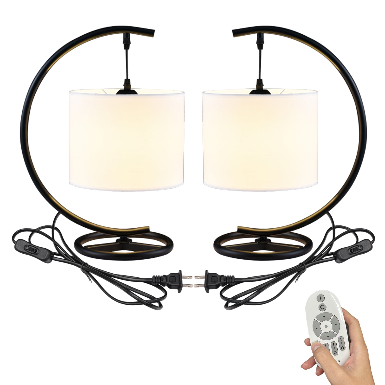 Kiven Modern Plug in Table Lamp, Dimmable Desk Lamp with Fabric