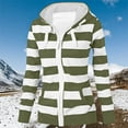 thumbnail image 2 of UTSJKR Women's Striped Hoodies Full Zipper Long Sleeve Fleece Lined Sweatshirt Jackets Winter Warm Hooded Pullover Coats Army Green XXL, 2 of 4