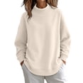 thumbnail image 3 of GZWYHT Mockneck Sweatshirt Clothes for Women Pullover Sweaters for Women Fashion Clothing Long Sleeve Turtleneck Tops Plain Mock Neck Sweatshirt Fall Clothes Fall Sweatshirts for Women Beige L, 3 of 8