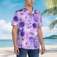 thumbnail image 5 of Balery Violet Print Men's Hawaiian Shirts Short Sleeve Beach Shirt Relaxed Fit Vacation Button Down Shirts-Large, 5 of 9