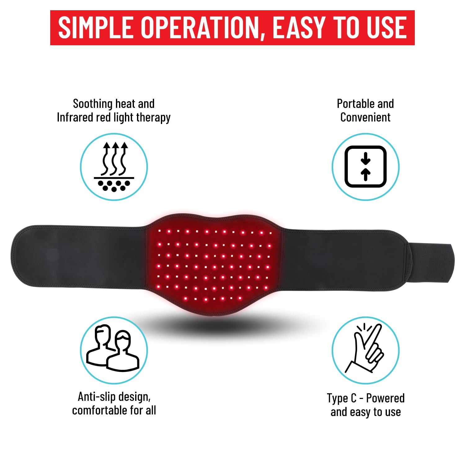 Rebelduck Red Light Therapy Belt, Heat Wrap Red Light Therapy Device for Body