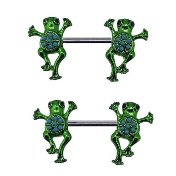 Body Accentz Nipple rings 316L Stainless Steel Shield bar Frog ends