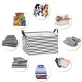 thumbnail image 5 of Hinwo 8.3 Gal./33.2 Qt./31.5 L Canvas Storage Bins, Rectangle Storage Baskets, Storage Cubes with Totes, Drawstring Closure, 16.5 x 11.8 x 9.8 Inches, Black Stripe, 5 of 6