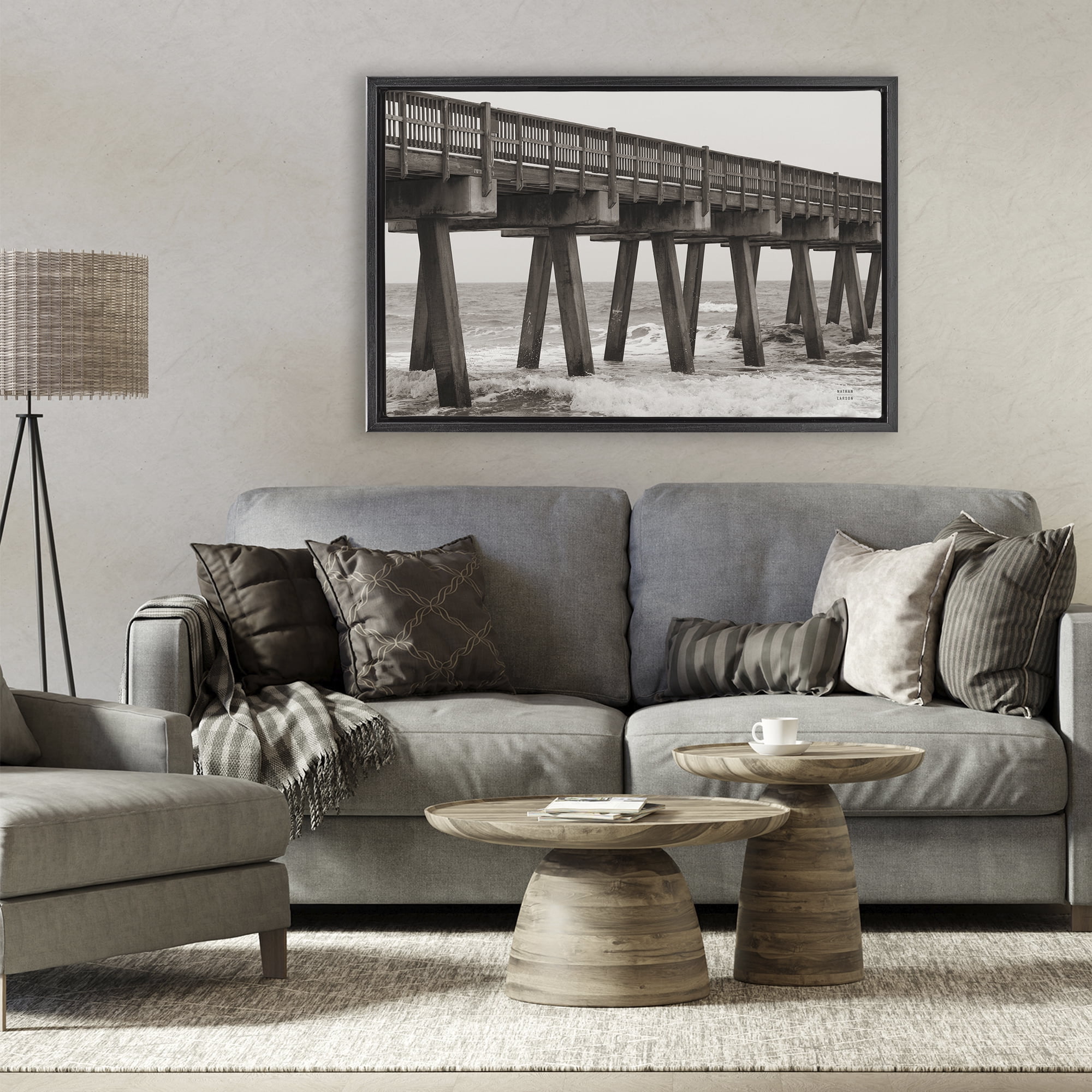 Stupell Industries Pier Angles Structure Black Framed Floater Canvas Wall Art, design by Nathan Larson
