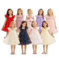 thumbnail image 3 of Lullu Girls Floral Embroidery Tulle Dress Flutter Sleeve Party Princess Dress, Sizes 1-6, 3 of 6