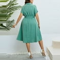 thumbnail image 7 of UYISJ Womens Dress Button Down Shirt Dress Short Sleeve Lapel Business Midi Shirt Dress with Belt Caual Plus Size Elegant Dress Green XXL, 7 of 7