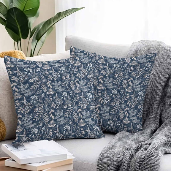 Throw Pillow Covers 26x26 Inch Set of 2, Dandelion Waterproof Outdoor Pillow Covers, Navy Blue Flowers Modern Minimalist Spring Decorative Cushion Pillowcases for Couch, Sofa, Bed, Garden, Patio