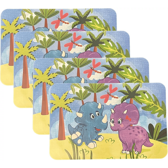 CounterArt Dinosaur 4 Pack Reversible Easy Care Flexible Plastic Placemats