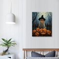 thumbnail image 2 of GooTPa Halloween Canvas Wall Art, Ghost In Witch Hat With Pumpkin Lanterns Autumn Canvas Prints Wall Art for Living Room Bathroom Bedroom Office, Art Print Painting for Home Decorations - 16x20in, 2 of 5