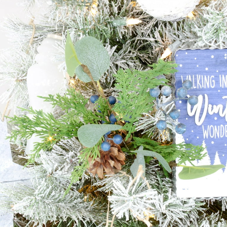 AuldHome Blue Berry Greenery Picks (Set of 3, 16-Inch); Juniper Tree Floral  Picks for Christmas and Seasonal Decor 