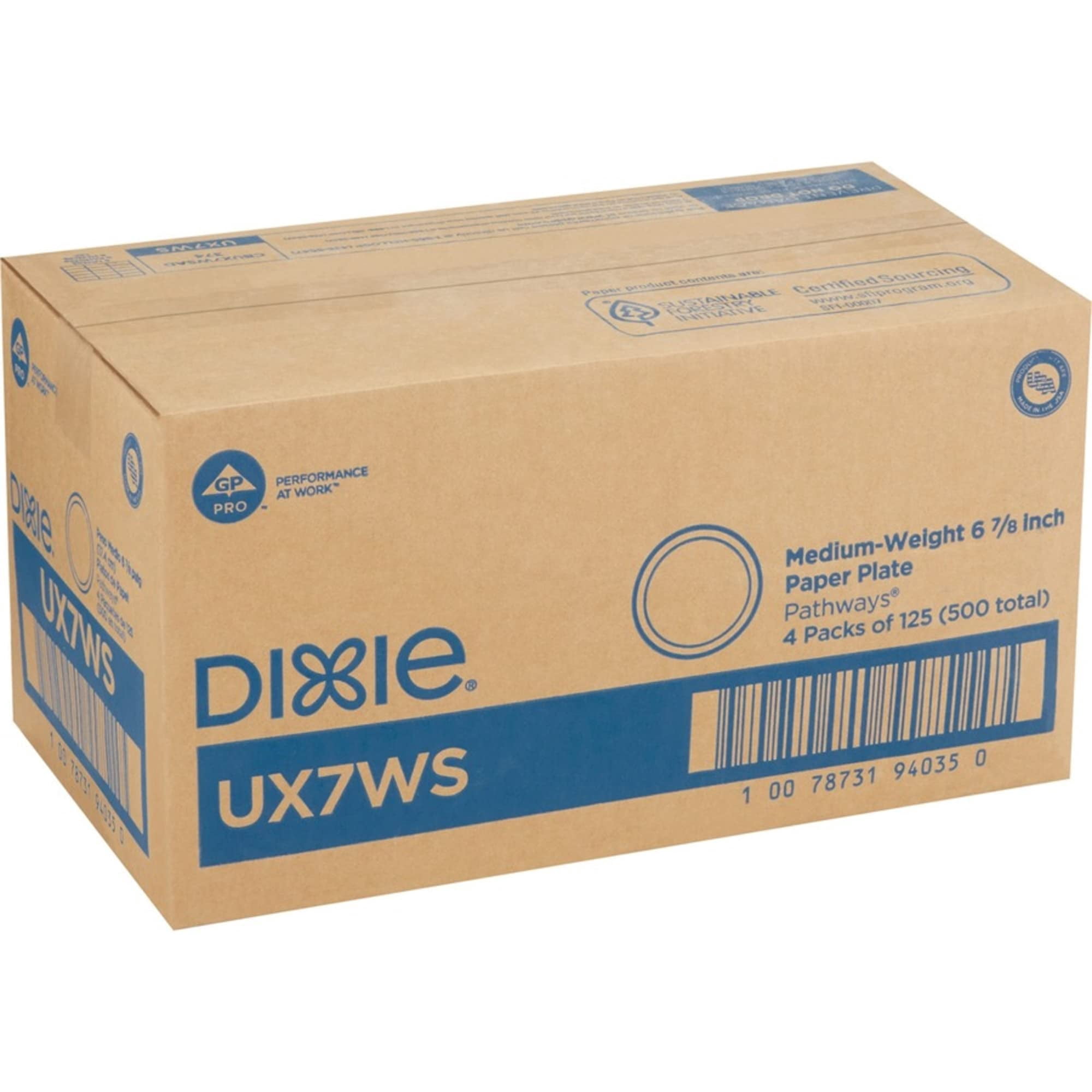 Dixie, DXEUX7WSCT, Pathways Everyday Paper Plates, 6.88" Diameter, 500 / Carton, White