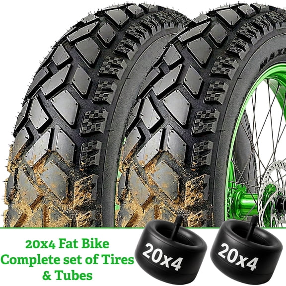 20x4.0 Fat E-Bike Tire Kit - Puncture Resistant Heavy Duty All-Terrain Tires & Schrader Tubes