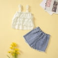thumbnail image 4 of Gerichy Girls Summer Outfits, Girls' Summer Clothing Set Black Half Sleeved Off Shoulder Suspender Top Split Denim Skirt Three Piece Set Black Jacket, 4 of 9