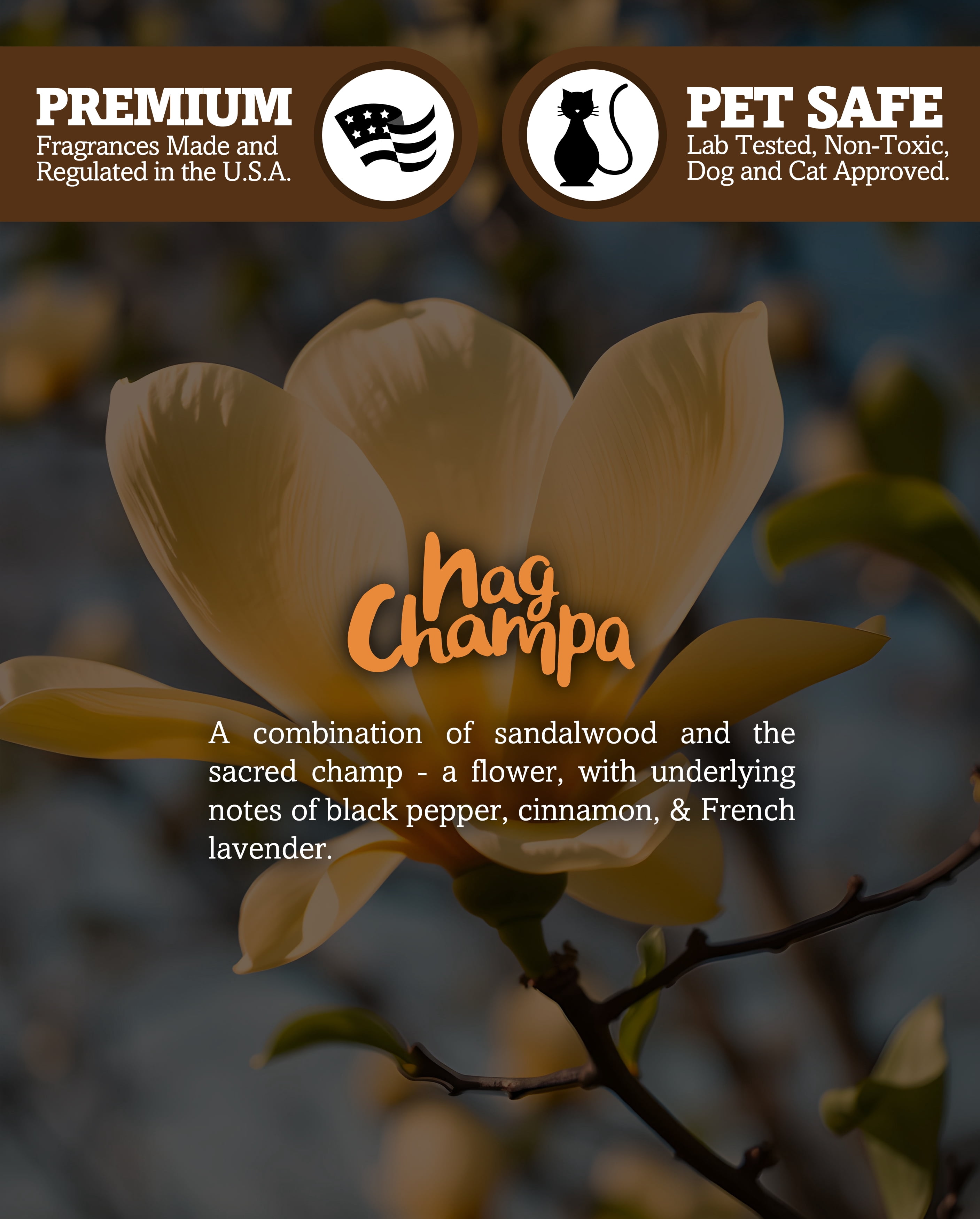 Nag Champa Scented 3 Wick Candle - All Natural - Made with 100% Responsibly Sourced Soy and Essential Fragrance Oils - Phthalate & Paraffin Free, Vegan, Non-Toxic