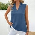 thumbnail image 2 of Timegard Camisoles pour Femmes Été Coton Lin Col en V Sans Manches Légères Décontractées Amples Hauts Blouse, 2 of 7