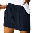 thumbnail image 2 of Xaqiouau Womens Casual Shorts Elastic Waist Drawstring Soft Summer Loose Cut Lounge Shorts with Pockets Solid Hem for Beach Daily Wear Vacation Yoga, 2 of 7
