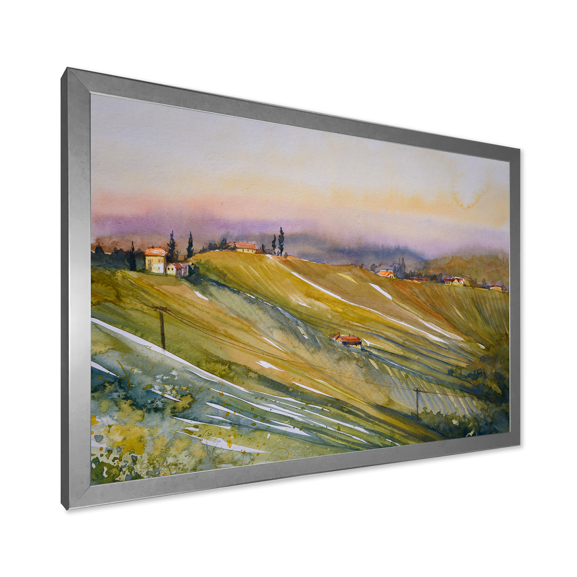 Designart 'Vineyard At Morning In Tuscany Italy' Country Framed Art Print