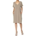 thumbnail image 1 of TheMogan Robe T-Shirt à Manches Courtes Col en V avec Poche pour Femmes Grande Taille, 1 of 6
