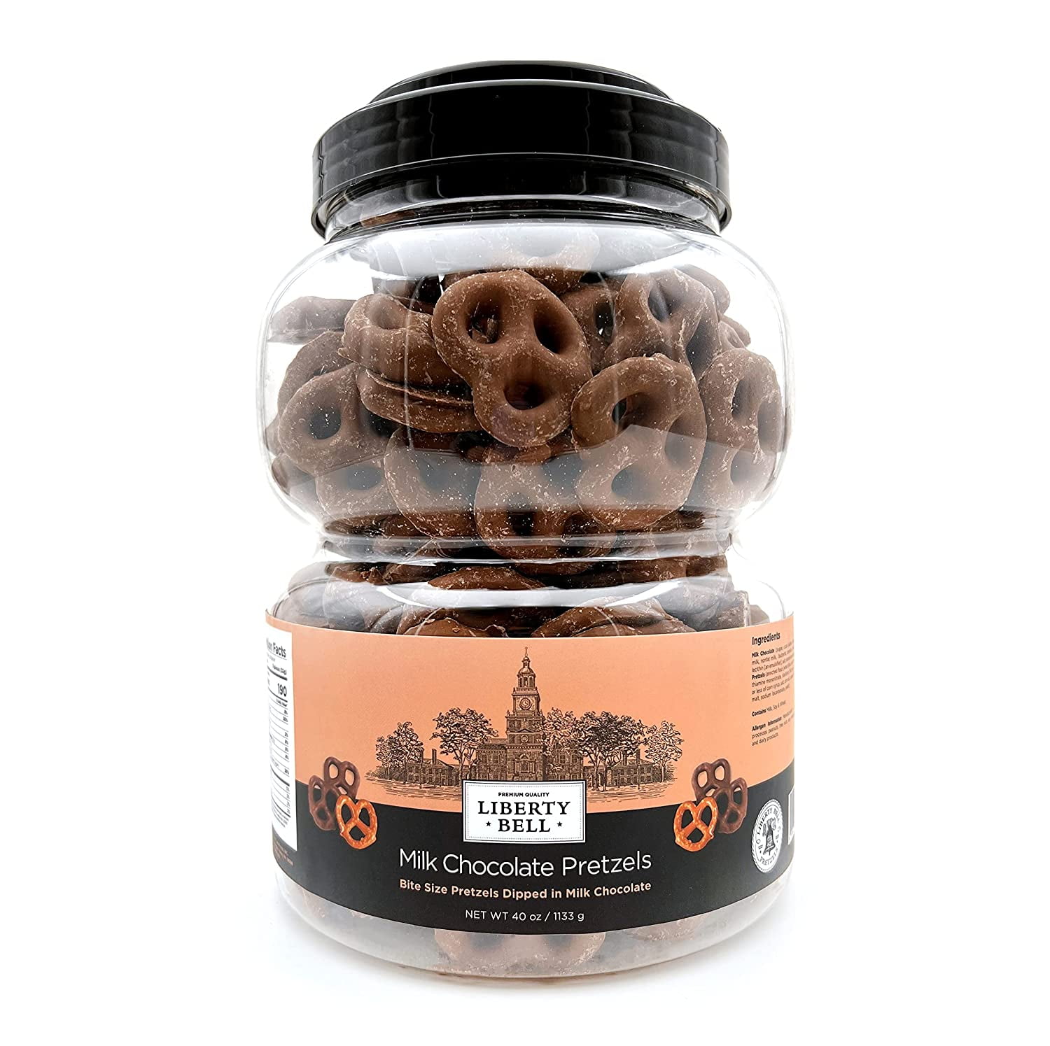 Liberty Bell Real Milk Chocolate Covered Mini Pretzels, 40 Ounce Tube