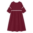 thumbnail image 4 of ClodeEU Women's Lace Trim V Neck 3/4 Sleeve Tunic Midi Dress,Casual Boho Beach Vacation Dress Wine,Women's Plus M, 4 of 7