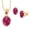 Red||Red||Red, variant on 18K Yellow Gold Plated Silver Red Created Ruby and Red Ruby Pendant and Earrings Jewelry Set for Women (6.74 Cttw, Gemstone Birthstone, Oval 11X9MM and 8X6MM with 18 inch Silver Chain)