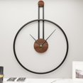 thumbnail image 1 of Reloj de pared gigante de metal moderno de gran tamaño de 28,7 x 22 pulgadas, reloj de pared minimalista negro decorativo de gran tamaño con elegante esfera de nogal natural, 1 of 4
