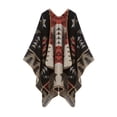 thumbnail image 2 of Women's Reversible Poncho Shawl Wrap Warm Winter Cape with Geometric Pattern Elegant and Stylish, 2 of 5