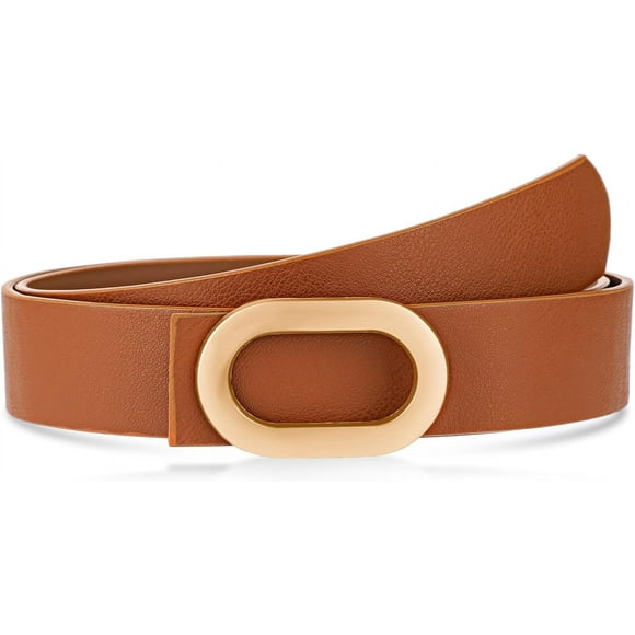 Amaxiu Women PU Leather Belt, Vintage Adjustable Waist Belt Ladies Dress Belts with Gold Buckle for Pants Jeans Dress(brown)