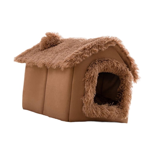 Casa para perros, tienda de campaña cerrada para interiores, cabaña con cojín, extraíble, multifuncional, cómoda, para viajes al aire libre, cama nido Marrón M