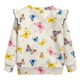 thumbnail image 6 of Xoenoiee Colorful Butterfly Print Girls Sweatshirt Graphic Jackets Ruffle Shoulder Pullover Top Casual Long Sleeve Shirt Toddler Kids Crewneck Sweater Fall Outfits, Size 4-5 Years, 6 of 7