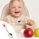 thumbnail image 3 of Juego de tenedor y cuchara de acero inoxidable con mango de silicona - Diseño adorable de cerdo para niños, utensilios de 6,8" para niños pequeños, 3 of 4